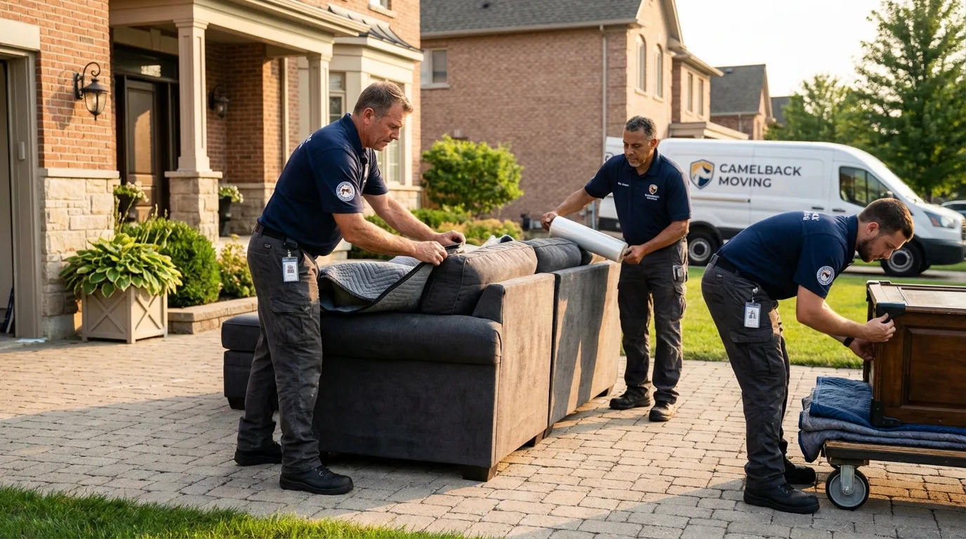 Large estate moving crew wrapping furniture in Ocoee, FL