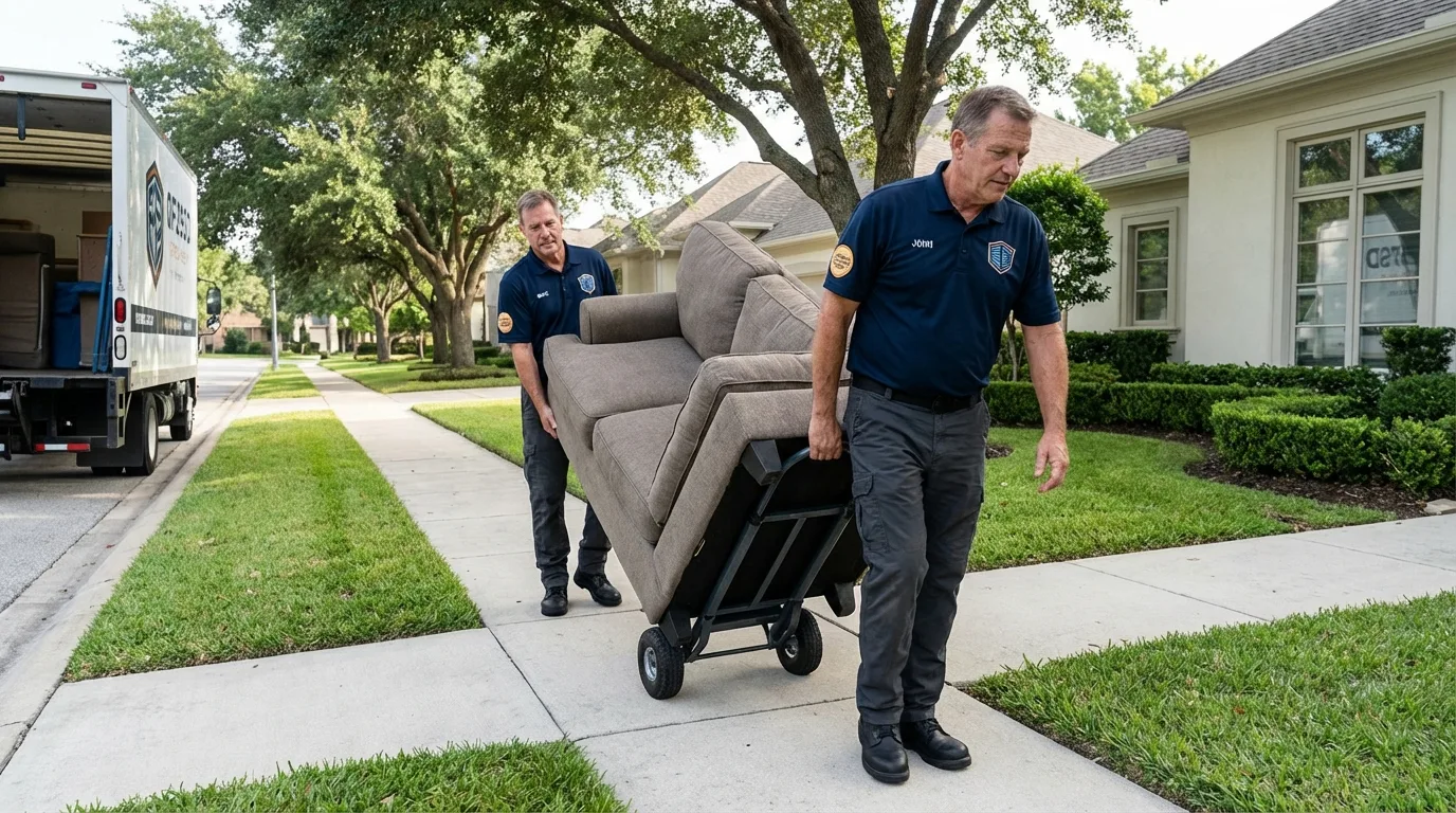 Local residential moving crew loading furniture in Ocoee, FL