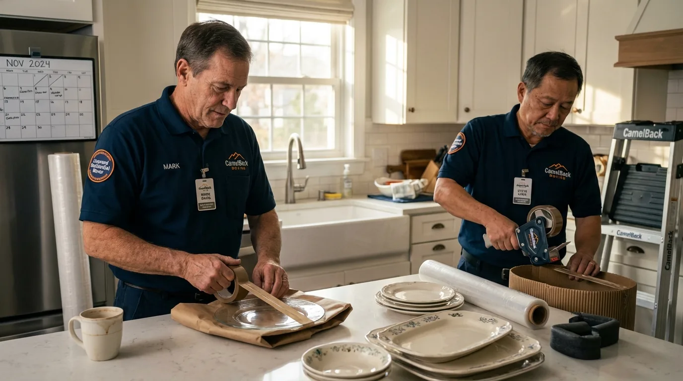 Professional crew packing kitchen dishware in Ocoee, FL